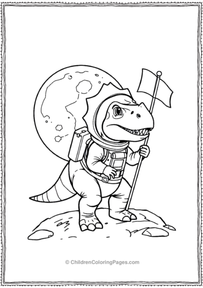 Triceratops-In-A-Spacesuit-Exploring-Moon Free PDF Printable