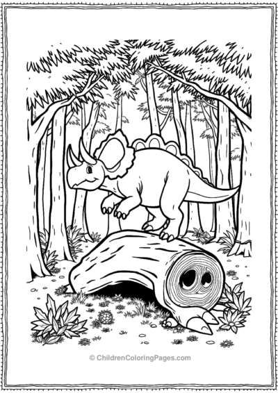 Triceratops-Jumping-Over-A-Log Free PDF Printable