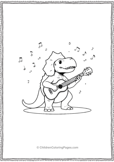 Triceratops-Playing-A-Guitar Free PDF Printable