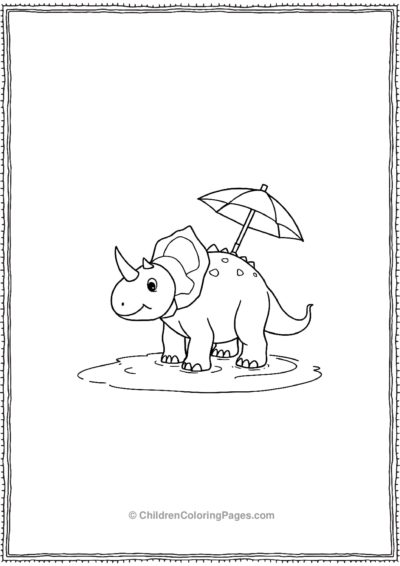 Triceratops-Playing-In-A-Puddle Free PDF Printable