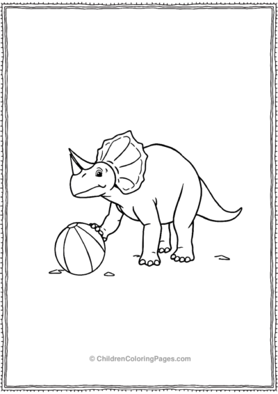 Triceratops-Playing-With-A-Beachball Free PDF Printable