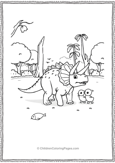 Triceratops-Playing-With-Friends Free PDF Printable