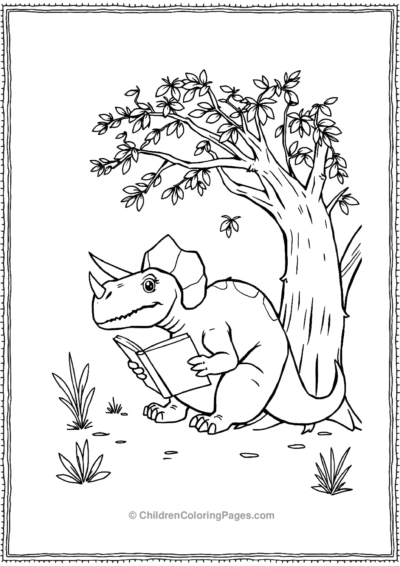 Triceratops-Reading-A-Book Free PDF Printable