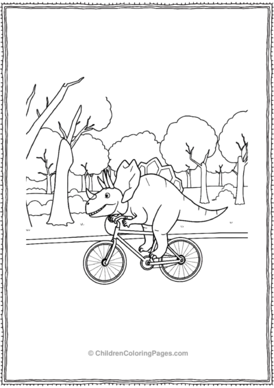 Triceratops-Ridding-A-Bicycle Free PDF Printable