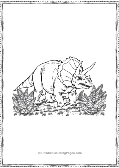 Triceratops-Roaming-Through-A-Field Free PDF Printable