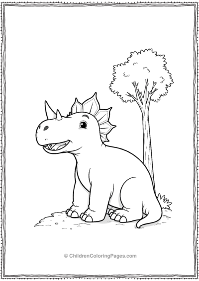 Triceratops-Sitting-Next-To-A-Tree Free PDF Printable