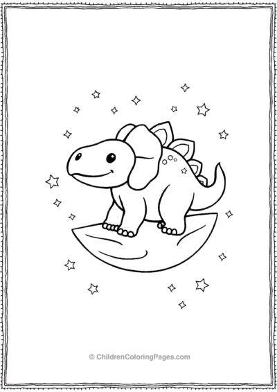 Triceratops-Sitting-On-Moon Free PDF Printable