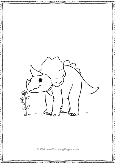 Triceratops-Sniffing-A-Flower Free PDF Printable