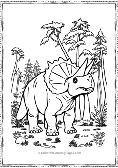 Triceratops-Standing-In-A-Thick-Forest Free PDF Printable