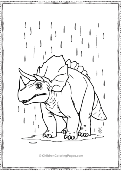 Triceratops-Standing-In-Rain Free PDF Printable