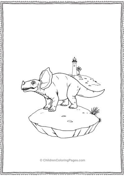 Triceratops-Standing-On-A-Small-Island Free PDF Printable