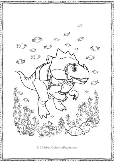 Triceratops-Under-Sea-Wearing-A-Scuba-Diving-Suit Free PDF Printable