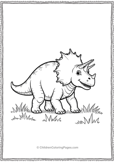 Triceratops-Walking-Through-A-Grassy-Field Free PDF Printable