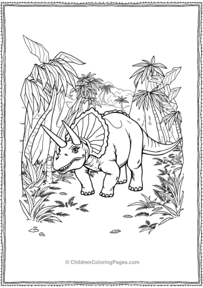 Triceratops-Walking-Through-An-Ancient-Jungle Free PDF Printable