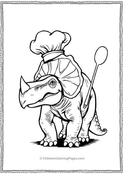 Triceratops-Wearing-A-Chef-Hat Free PDF Printable