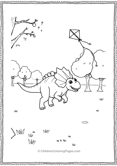 Triceratops-With-A-Flying-Kite Free PDF Printable