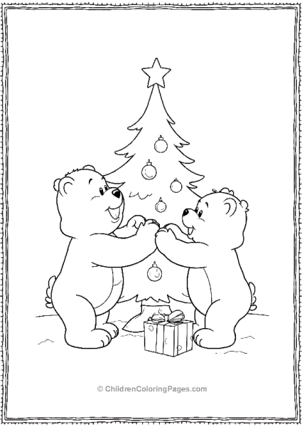 Two Bears Under A Christmas Tree Free PDF Printable