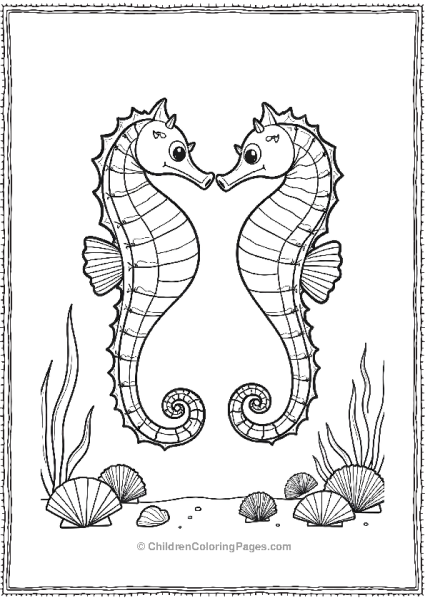 Two Seahorses Intertwined With Their Tails Floating Free PDF Printable