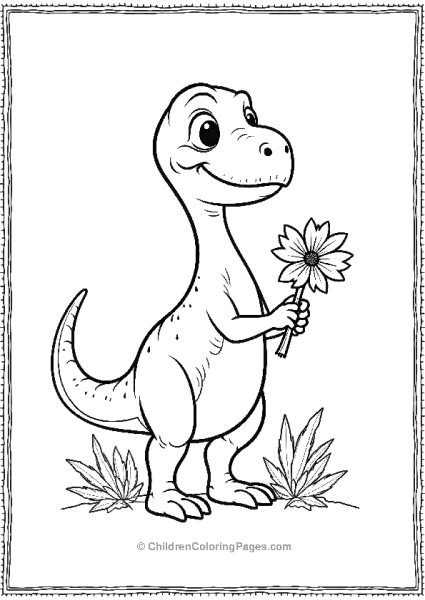 Velociraptor Holding A Flower With Only The Flower Free PDF Printable