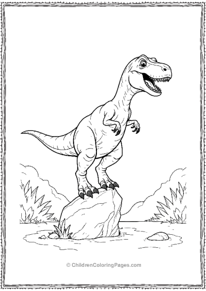 Velociraptor Jumping Over A Small Rock With A Si Free PDF Printable