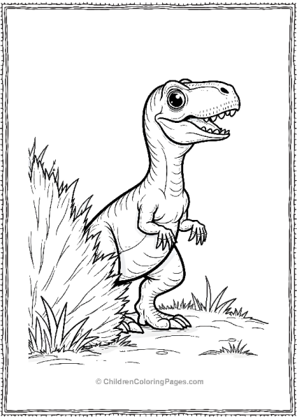 Velociraptor Peeking From Behind A Bush Free PDF Printable