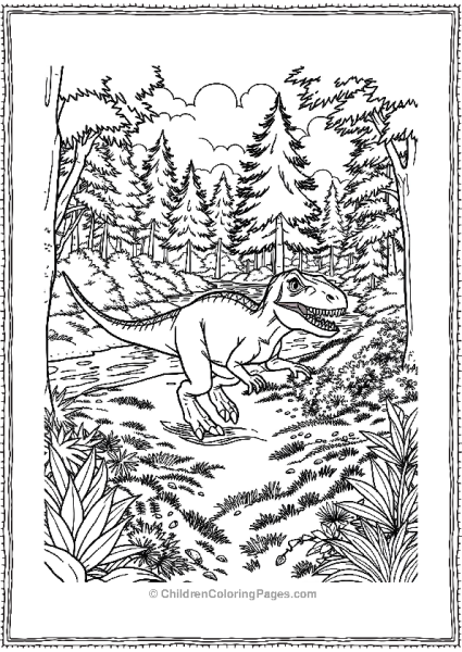 Velociraptor Running Through A Forest Free PDF Printable