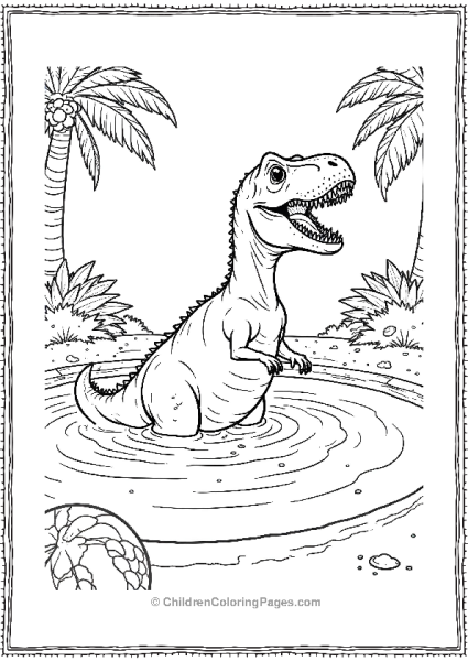 Velociraptor Splashing In A Swimming Pool With Inflatable Free PDF Printable