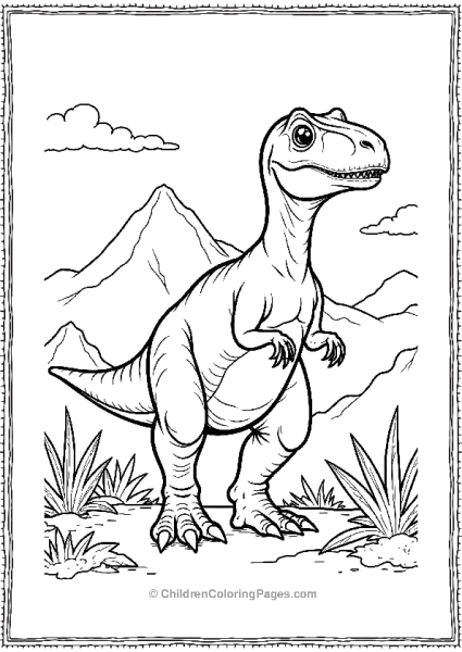 Velociraptor Standing Tall With Just A Few Lines Free PDF Printable