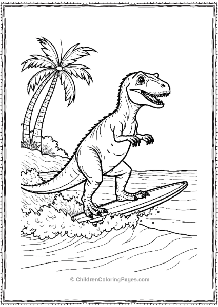 Velociraptor Surfing On A Wave Free PDF Printable