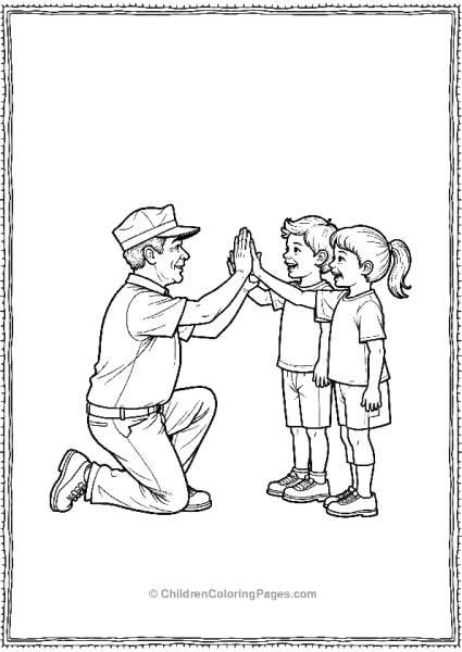 Veteran Giving High Five To Childre Free PDF Printable