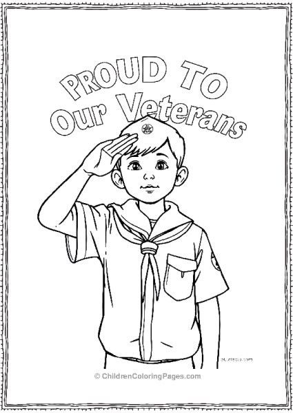 Young Scout Saluting Veterans With Our Proud Veterans Written Free PDF Printable