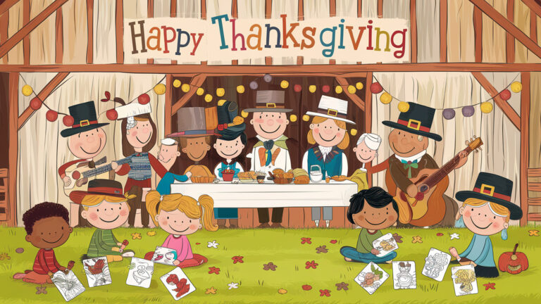 Thanksgiving Cards Coloring Pages