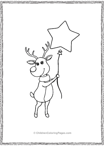 A Cartoon Reindeer Holding A Big Balloon Shaped Like Free PDF Printable