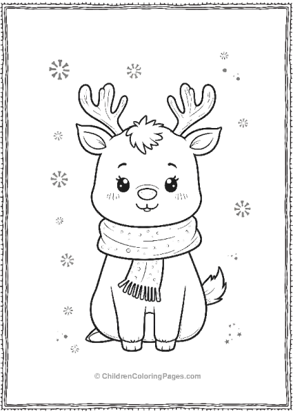 A Cheerful Kawaii Reindeer Wrapped In A Scarf Free PDF Printable