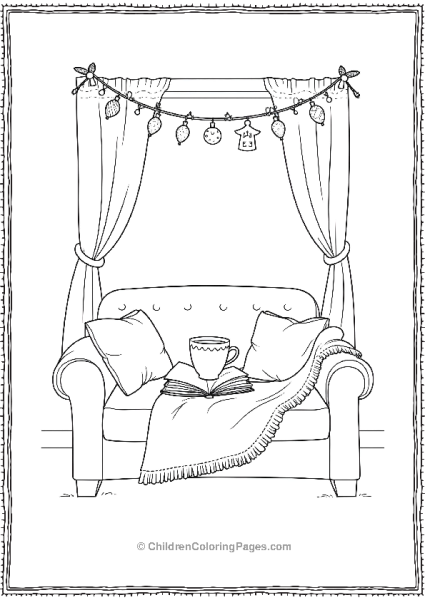 A Cozy Sofa With Holiday Decorations Free PDF Printable