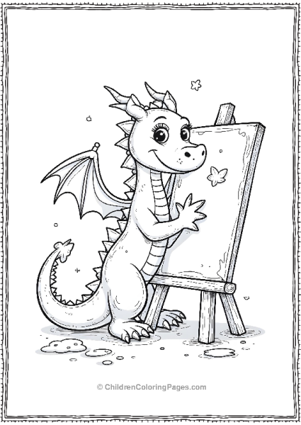 A Dragon Artist Painting On An Easel Free PDF Printable