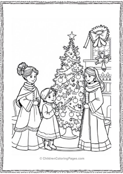 A Family With A Decorated Tree Free PDF Printable