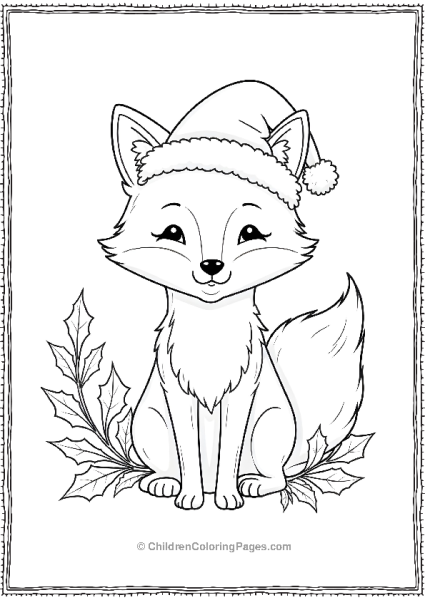 A Fox With Santa Hat Free PDF Printable