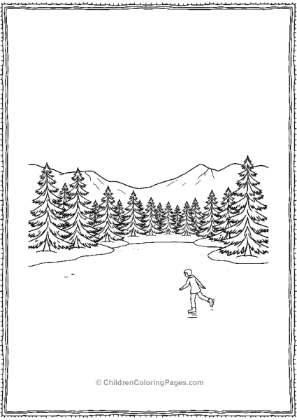 A Frozen Lake With Ice Skater Free PDF Printable