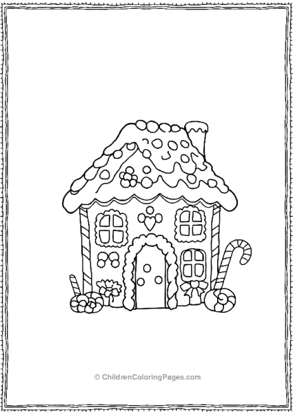 A Gingerbread House Decorated With Candy Canes Free PDF Printable