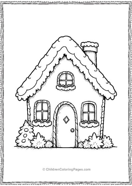 A Gingerbread House With A Candy Door Free PDF Printable