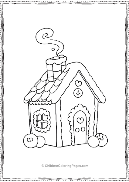 A Gingerbread House With Candy Cane Decorations Free PDF Printable