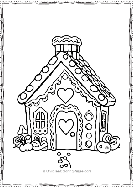 A Gingerbread House With Hearts Free PDF Printable