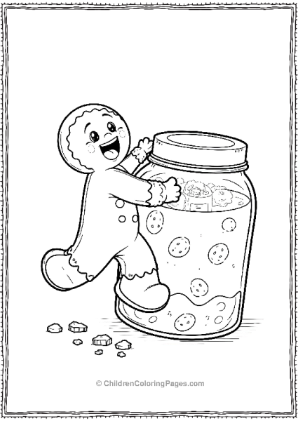 A Gingerbread Man Hanging On The Edge Of A Cookie Free PDF Printable