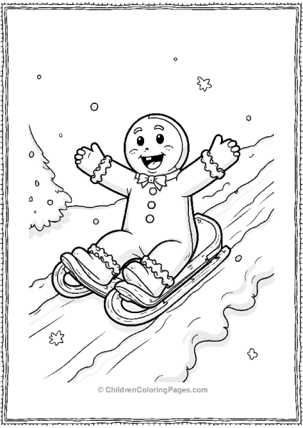 A Gingerbread Man Sliding Down A Frosting Covered Hill Free PDF Printable