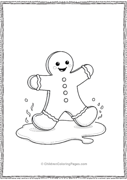 A Gingerbread Man Slipping On A Puddle Of Spilled Syrup Free PDF Printable