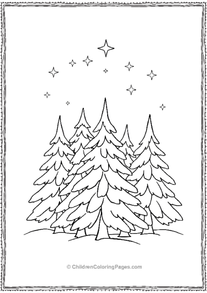 A Group Of Snow Covered Fir Trees Free PDF Printable