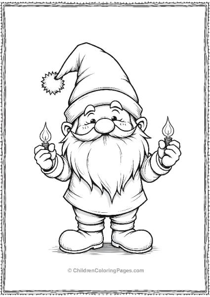 A Jolly Christmas Gnome Holding Christmas Lights Free PDF Printable