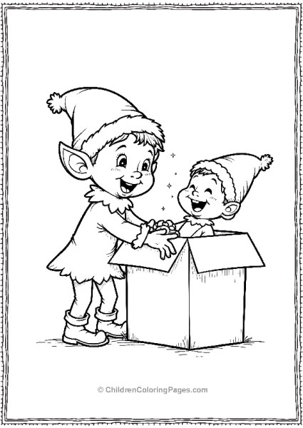 A Jolly Elf Testing A Jack In The Box With The Surprise Free PDF Printable