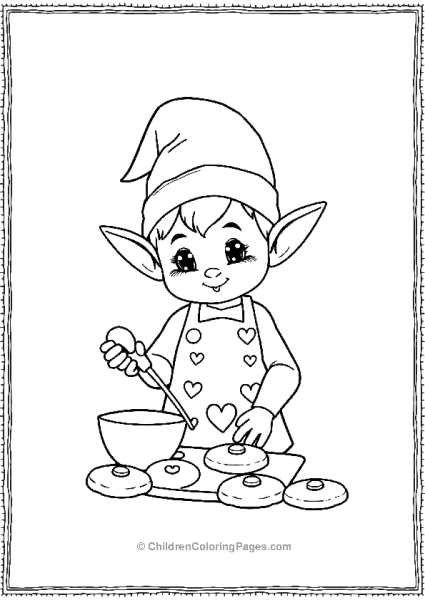 A Kawaii Elf Baking Cookies Wearing A Cute Chef Hat Free PDF Printable